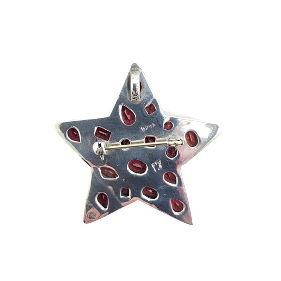Nicky Butler Vintage Garnet gemstone Star Pendant Brooch .925 Sterling Silver - Picture 9 of 15